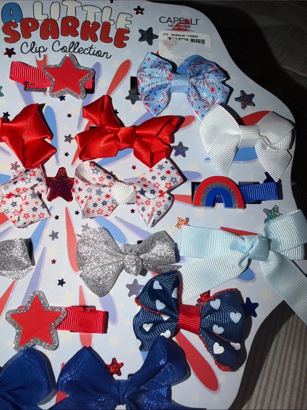 A Little Sparkle Kids Hair Clip Set - Patriotic Red, White & Blue NWT